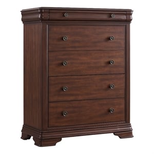 Picket House Furnishings Stark Wood 5-Drawers Bedroom Chest in Cherry