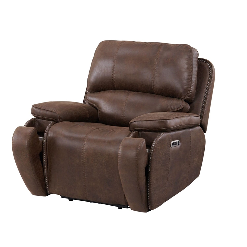 Picket House Furnishings Grover Power Motion Recliner-Power Head Recliner-Brown