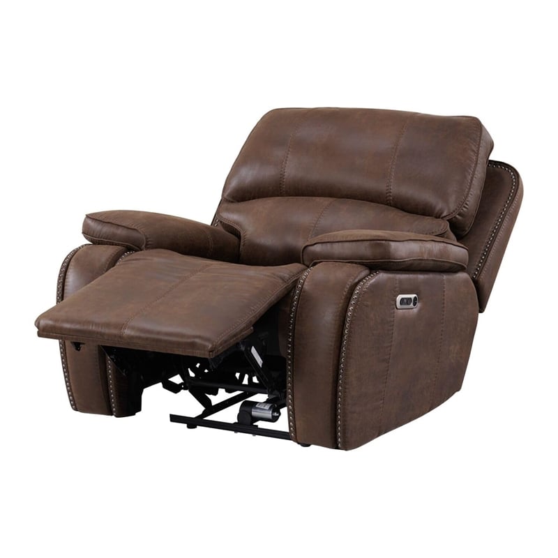Picket House Furnishings Grover Power Motion Recliner-Power Head Recliner-Brown