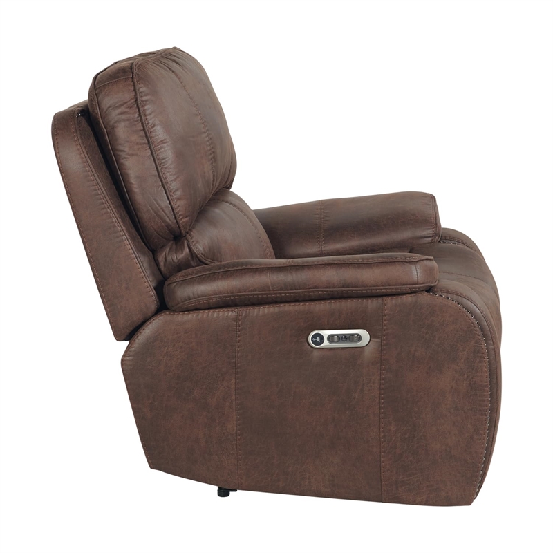 Picket House Furnishings Grover Power Motion Recliner-Power Head Recliner-Brown
