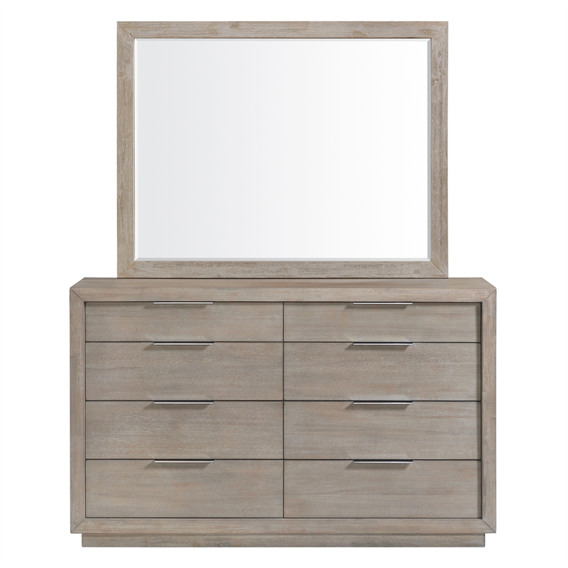 Picket House Furnishings Cadia 8-Drawers Bedroom Dresser & Mirror Set in Gray