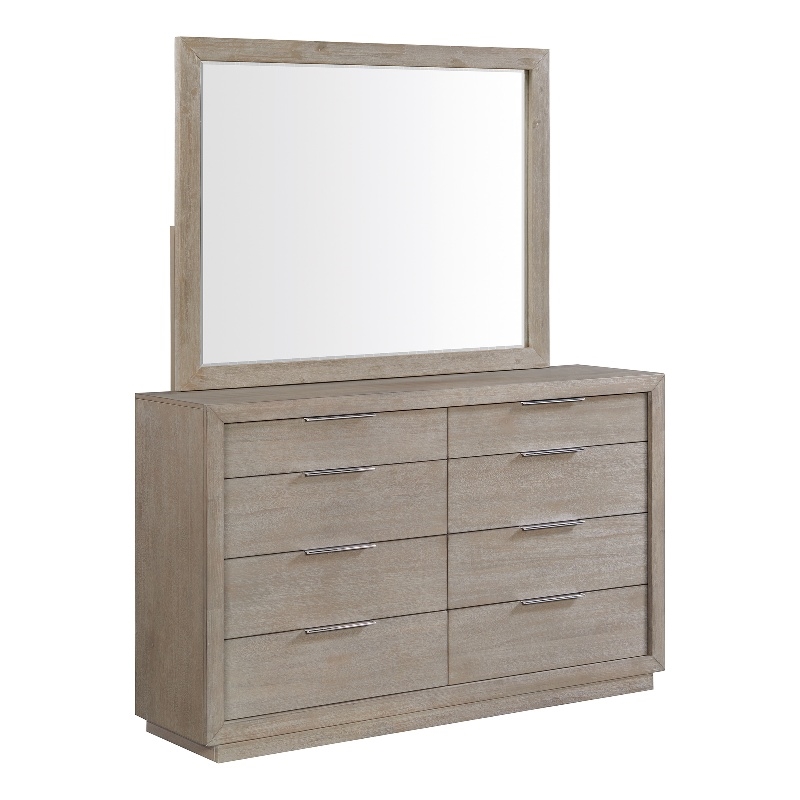 Picket House Furnishings Cadia 8-Drawers Bedroom Dresser & Mirror Set in Gray
