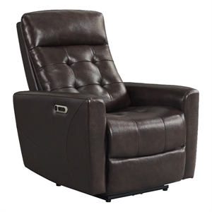 picket house furnishings astro power recliner - power headrest & usb in brown