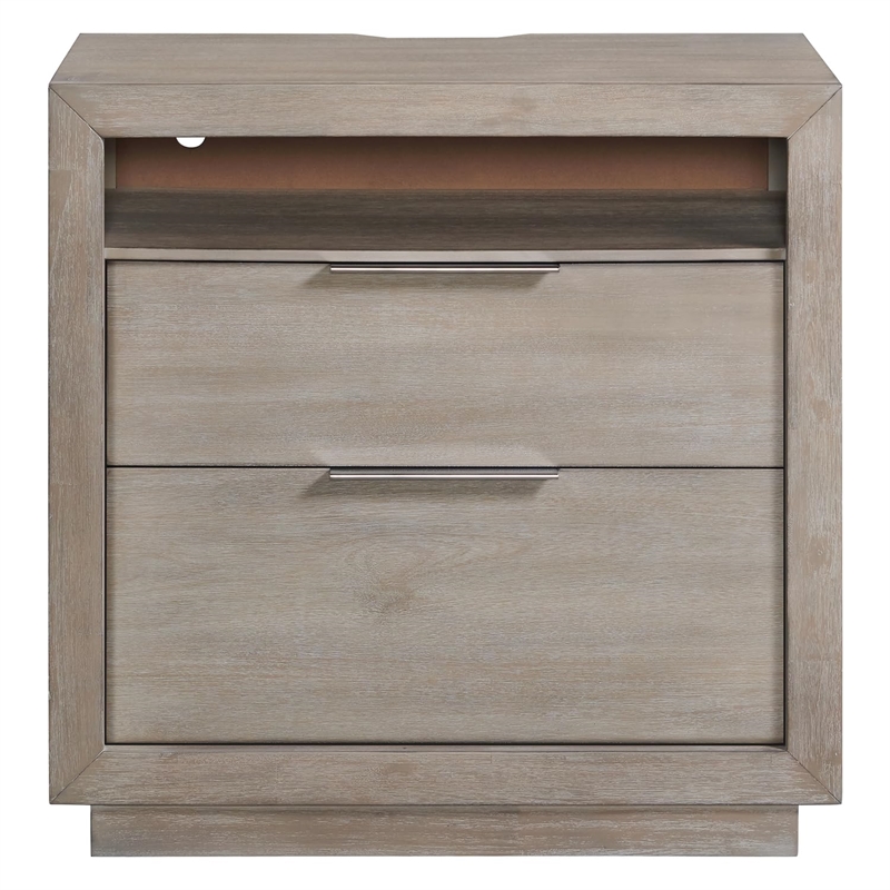 Picket House Furnishings Cadia  2-Drawer Nightstand with USB in Grey