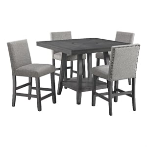 Picket House Furnishings Hester 5PC Counter Height Dining Set in Gray