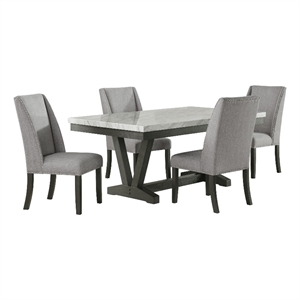 Picket House Furnishings Eve 5PC Dining Set in Charcoal-Table & Four Chairs