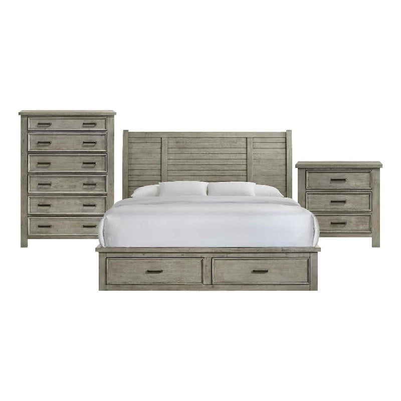 Picket House Furnishings Damen King Storage 3PC Bedroom Set in Drift Gray