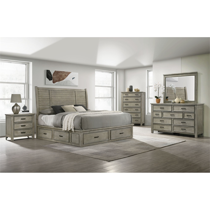 Picket House Furnishings Damen Queen Storage 3PC Bedroom Set in Drift Gray