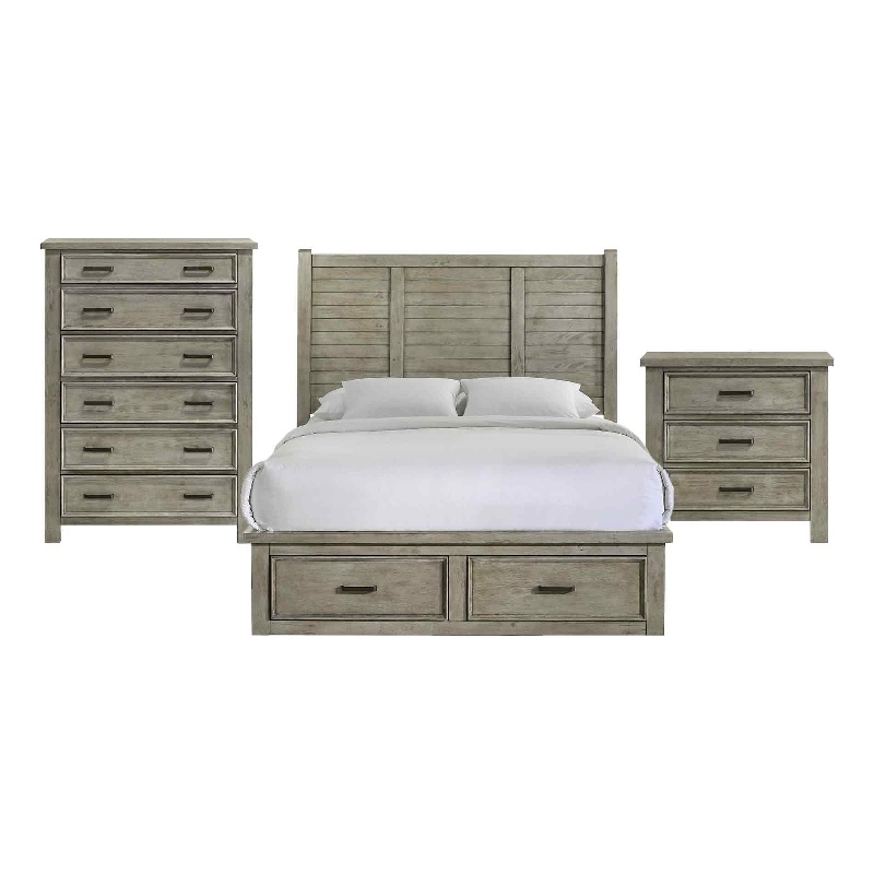 Picket House Furnishings Damen Queen Storage 3PC Bedroom Set in Drift Gray