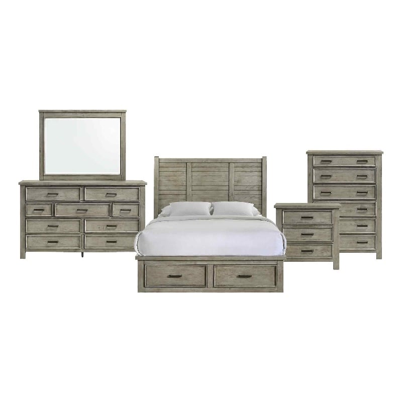 Picket House Furnishings Damen Queen Storage 5PC Bedroom Set in Drift Gray