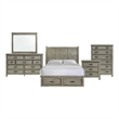 Picket House Furnishings Damen Queen Storage 5PC Bedroom Set in Drift Gray