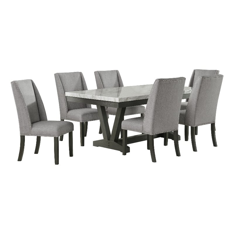 Picket House Furnishings Eve 7PC Dining Set in Charcoal-Table & Six Chairs
