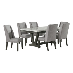 Picket House Furnishings Eve 7PC Dining Set in Charcoal-Table & Six Chairs