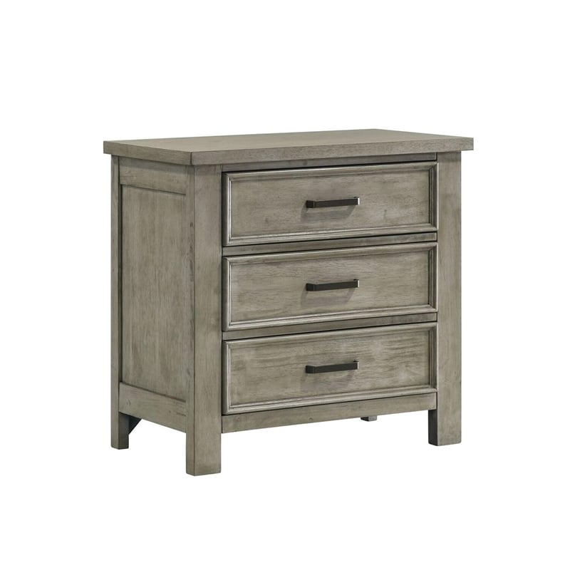 Picket House Furnishings Damen 3-Drawer Nightstand in Drift Grey
