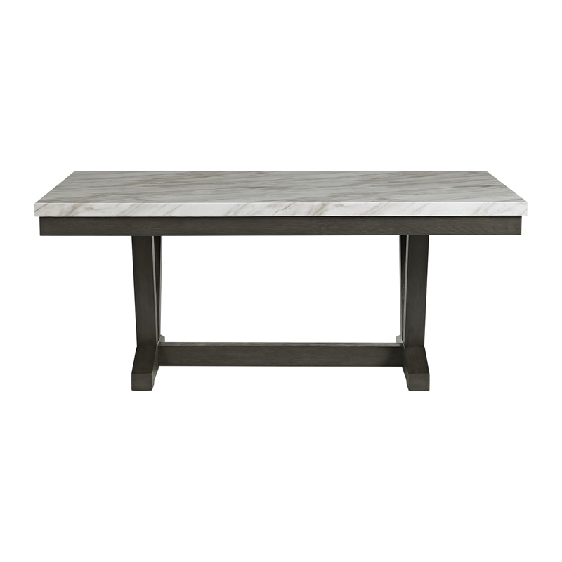 Picket House Furnishings Eve Dining Table w/ White Faux Marble Top in Charcoal