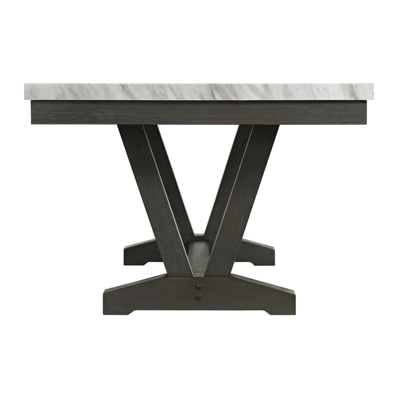Picket House Furnishings Eve Dining Table w/ White Faux Marble Top in Charcoal