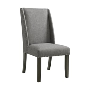 Picket House Furnishings Eve Side Chair Set-Grey Fabric & Nail Heads in Charcoal