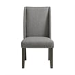 Picket House Furnishings Eve Side Chair Set-Grey Fabric & Nail Heads in Charcoal