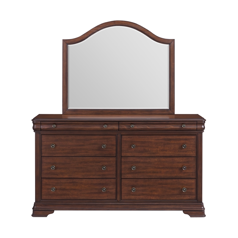 Picket House Furnishings Stark 8-Drawers Bedroom Dresser & Mirror Set in Cherry