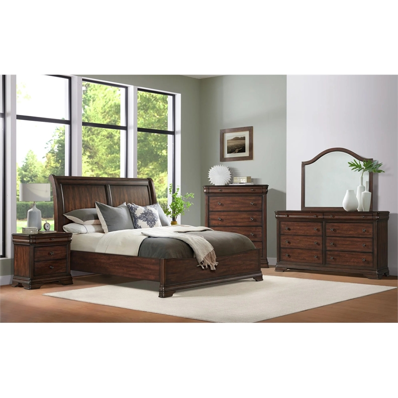 Picket House Furnishings Stark 8-Drawers Bedroom Dresser & Mirror Set in Cherry
