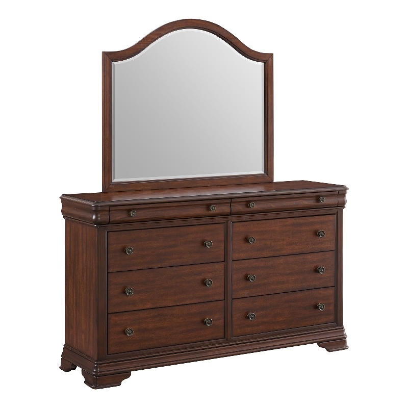 Picket House Furnishings Stark 8-Drawers Bedroom Dresser & Mirror Set in Cherry