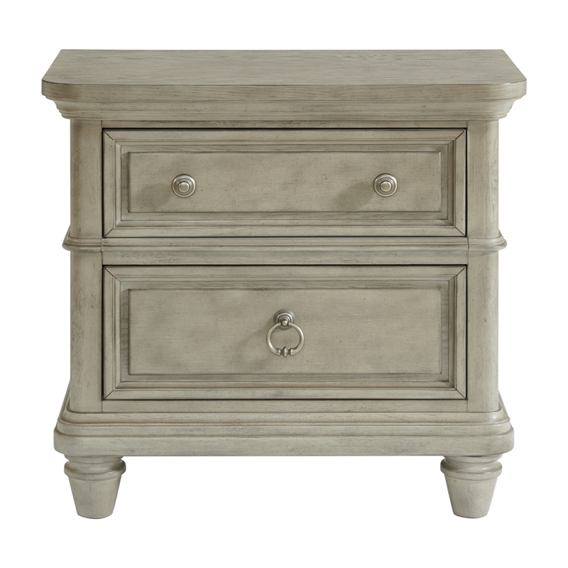 Picket House Furnishings Emiko 2-Drawer Nightstand with USB in Light Gray