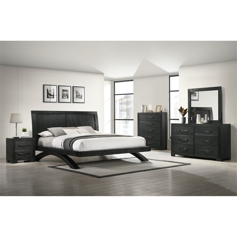 Picket House Furnishings Kenn Full Platform Bed with Arched Base in Black