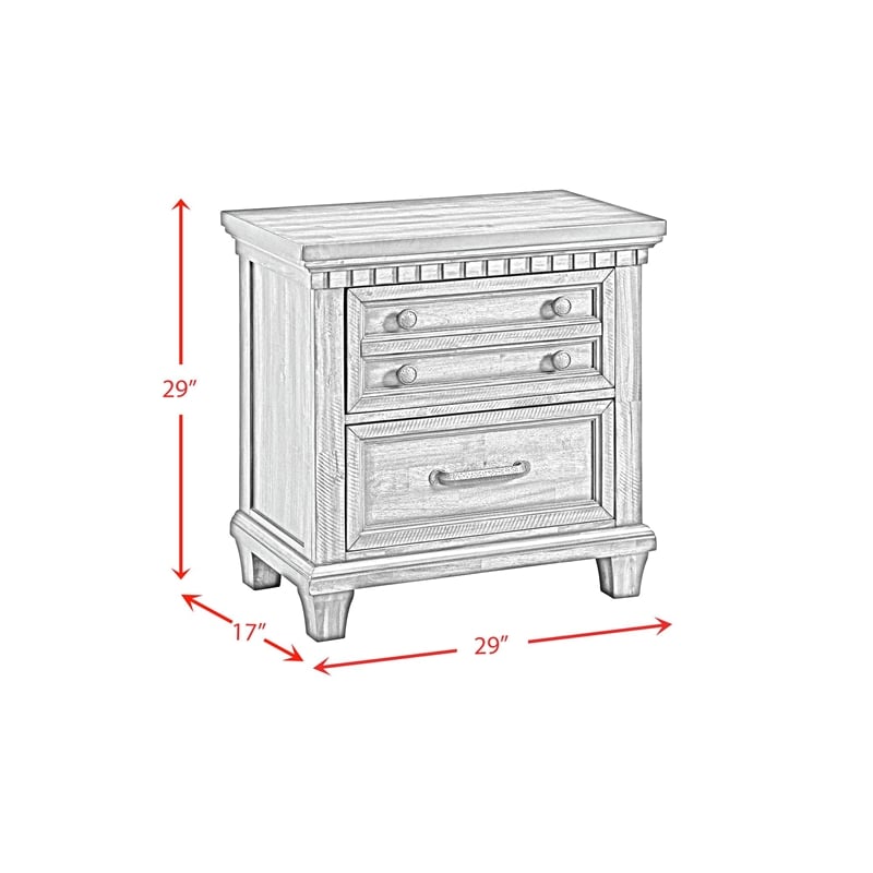 Picket House Furnishings Windom 2-Drawer Nightstand with USB in Charcoal