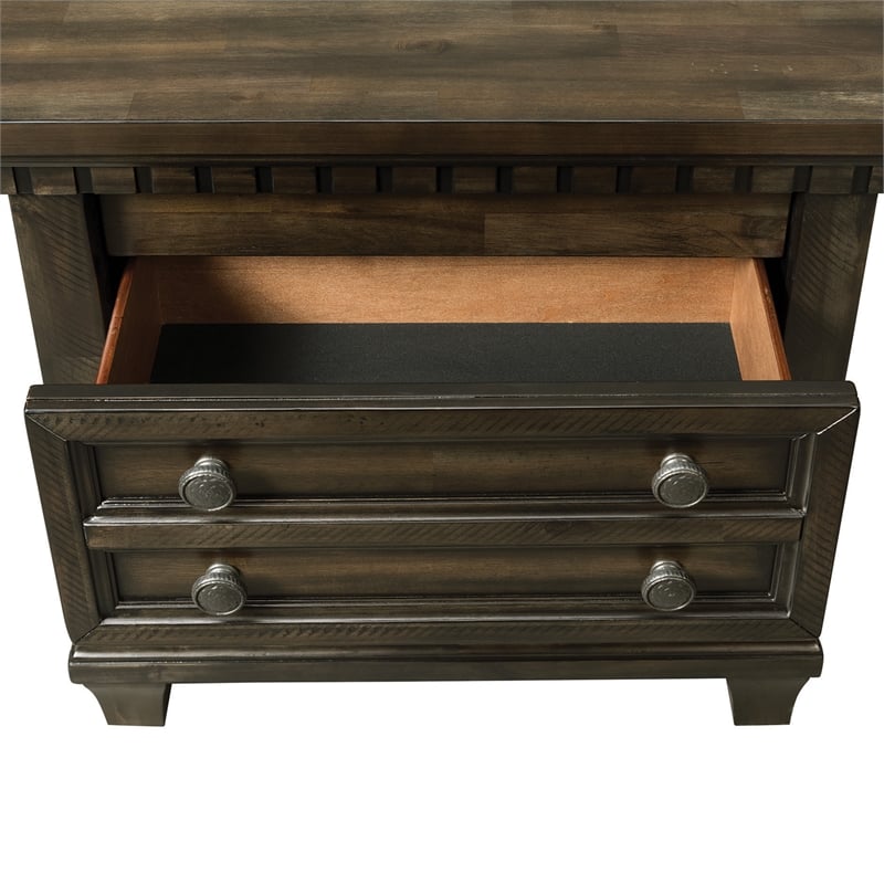 Picket House Furnishings Windom 2-Drawer Nightstand with USB in Charcoal