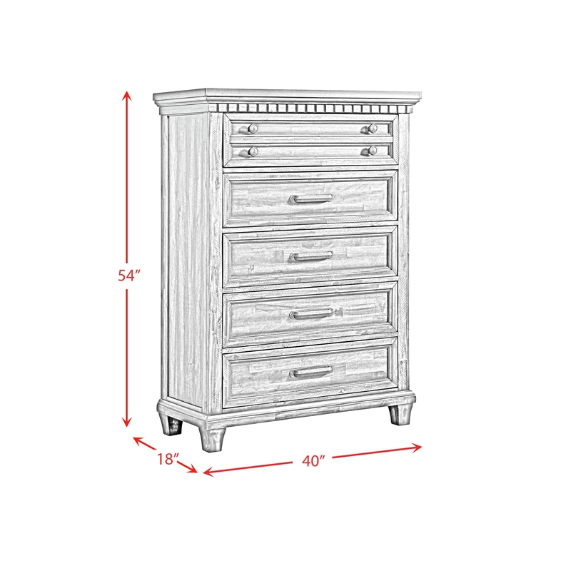 Picket House Furnishings Windom 5-Drawer Chest in Antique White