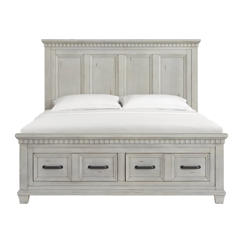 Picket House Furnishings Windom King Storage Bed in Antique White