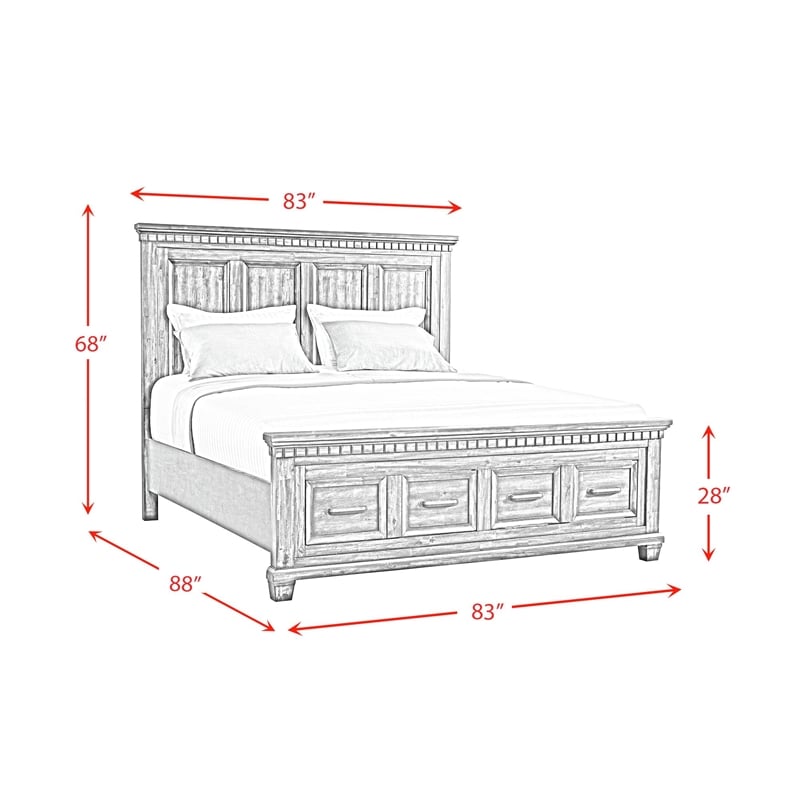 Picket House Furnishings Windom King Storage Bed in Antique White