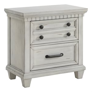 Picket House Furnishings Windom 2-Drawer Nightstand with USB in Antique White