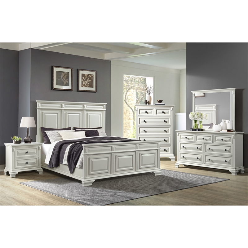 Picket House Furnishings Sumner King Panel Bed in Antique White