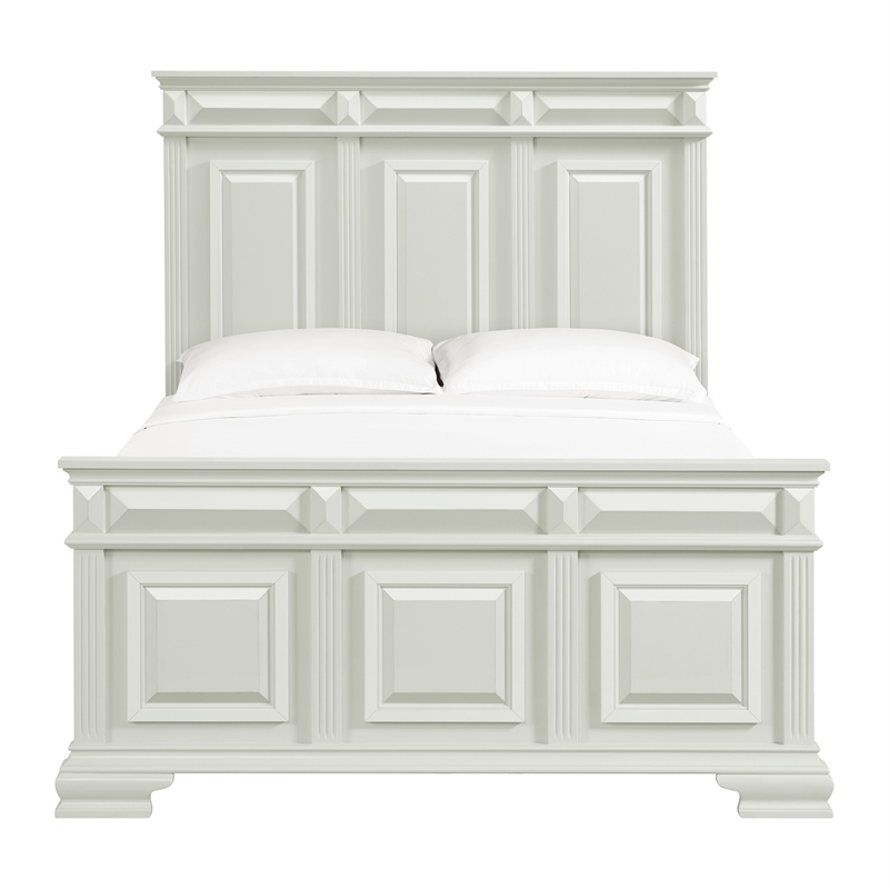 Picket House Furnishings Sumner Queen Panel Bed in Antique White