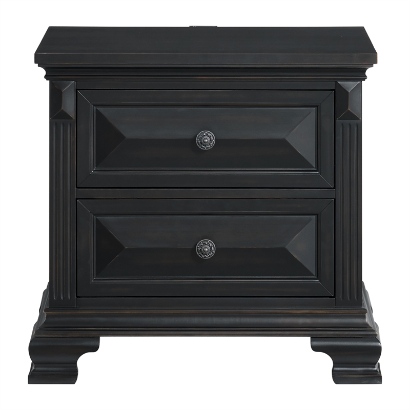 Picket House Furnishings Sumner 2-Drawer Nightstand with USB in Black