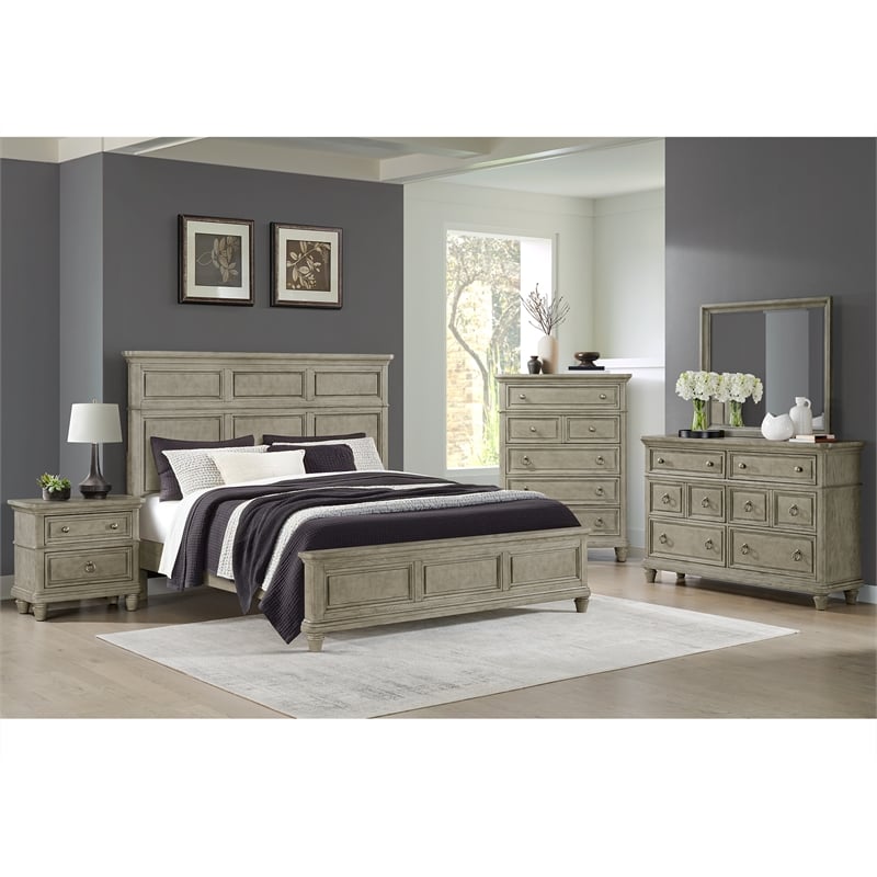 Picket House Furnishings Emiko 5-Drawer Chest in Light Gray