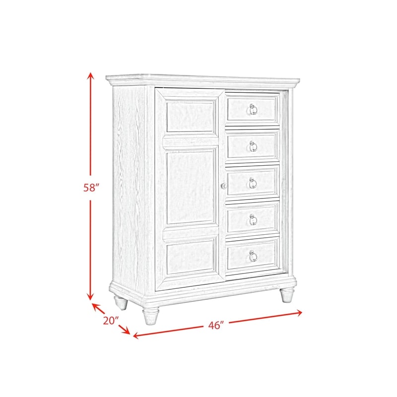 Picket House Furnishings Emiko 5-Drawer Door Chest in Light Gray