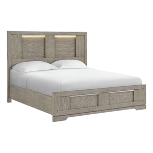 Picket House Furnishings Argo King Panel Bed with LED in Gray