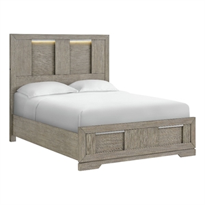 Picket House Furnishings Argo Queen Panel Bed with LED in Gray
