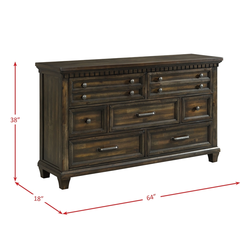 Picket House Furnishings Windom 7-Drawer Dresser in Charcoal