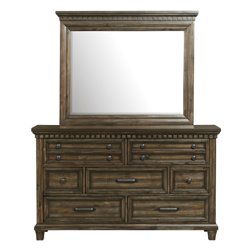 Picket House Furnishings Windom Dresser and Mirror Set in Charcoal