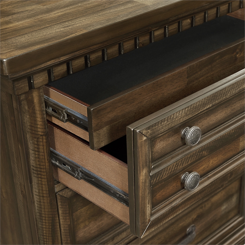 Picket House Furnishings Windom Dresser and Mirror Set in Charcoal