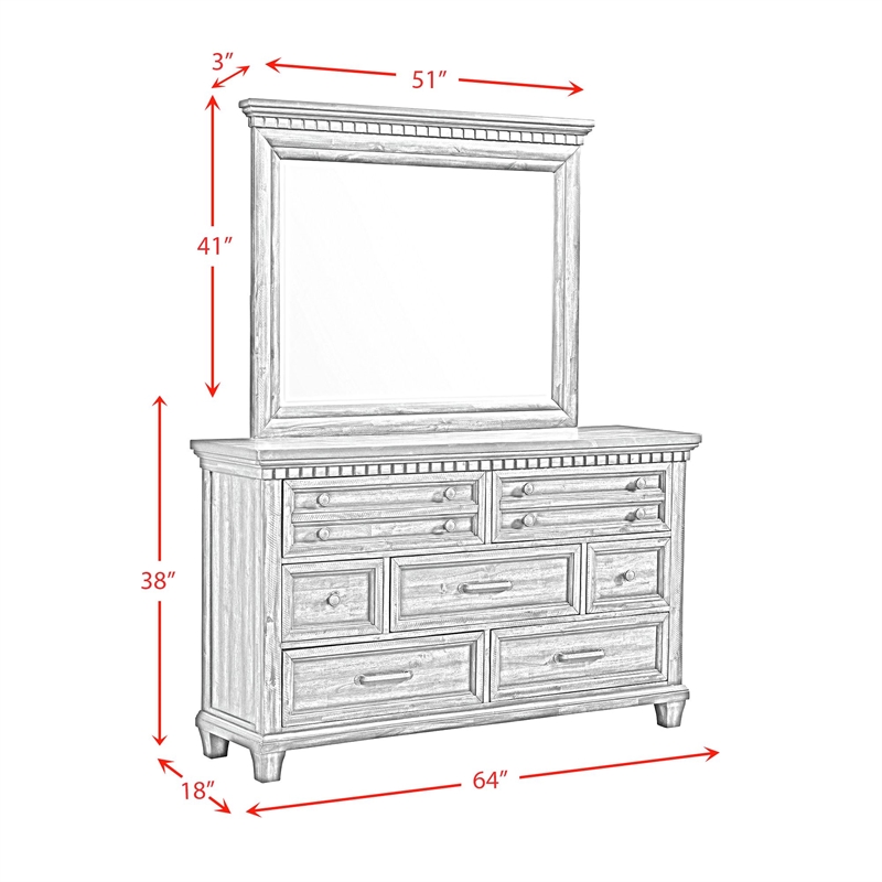 Picket House Furnishings Windom Dresser and Mirror Set in Charcoal