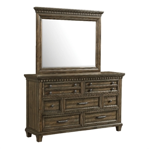 Picket House Furnishings Windom Dresser and Mirror Set in Charcoal