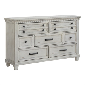picket house furnishings windom 7-drawer dresser in antique white