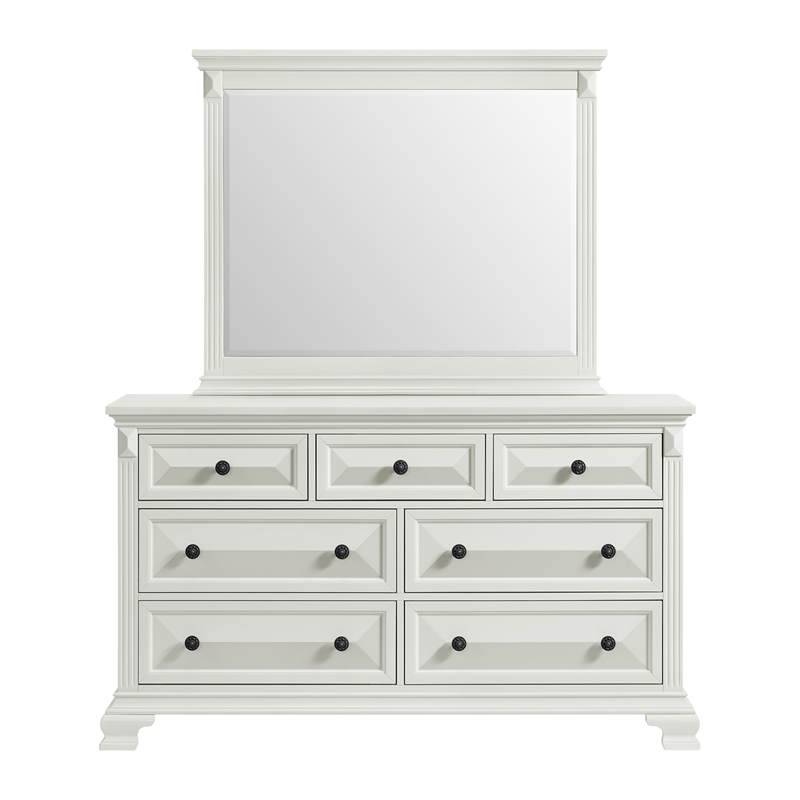 Picket House Furnishings Sumner Dresser and Mirror Set in Antique White