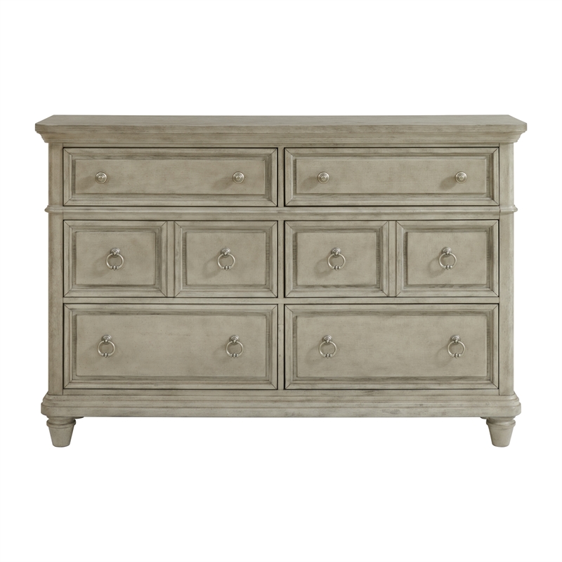 Picket House Furnishings Emiko 6-Drawer Dresser in Light Gray