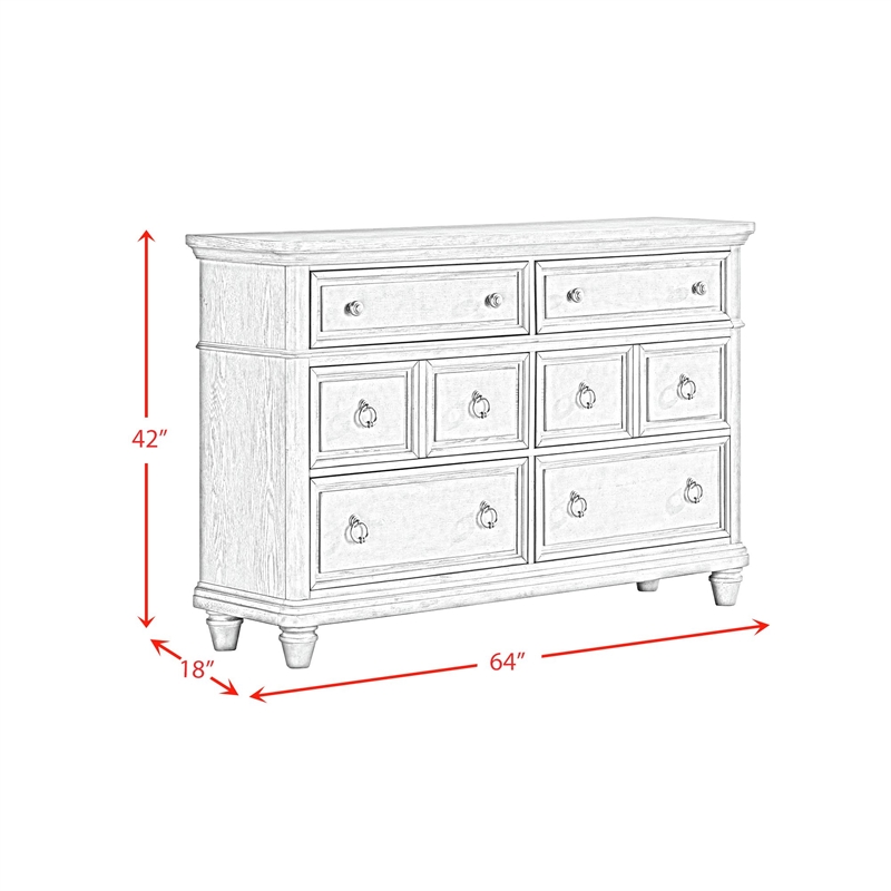 Picket House Furnishings Emiko 6-Drawer Dresser in Light Gray