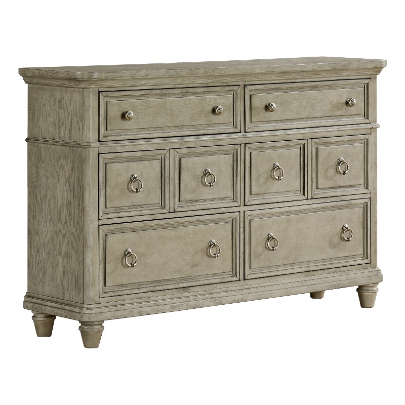 Picket House Furnishings Emiko 6-Drawer Dresser in Light Gray